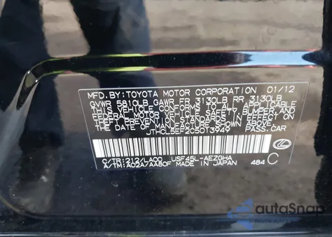 2012 Lexus Ls 460 z USA, uszkodzony, nr VIN JTHCL5EF2C5013949